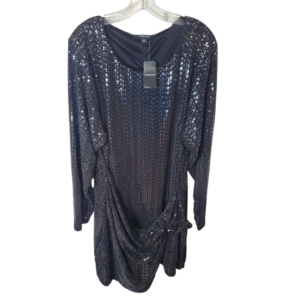 Torrid Mini LS Disco Sequin Wrap Dress, NWT, 4X